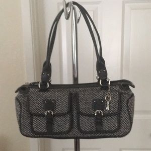 Fossil tweed black and white shoulder bag